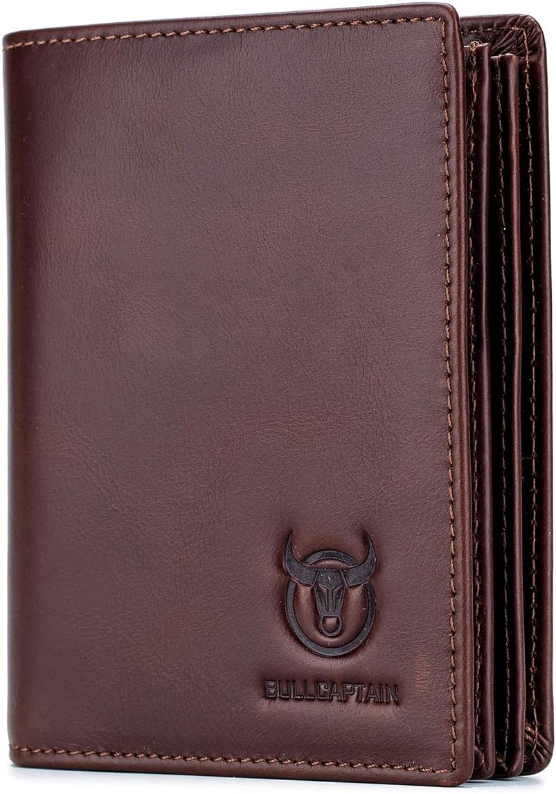 BULLCAPTAIN Immense Capability Authentic Leather-based Bifold Pockets/Credit score Card Holder for Males with 15 Card Slots QB-027