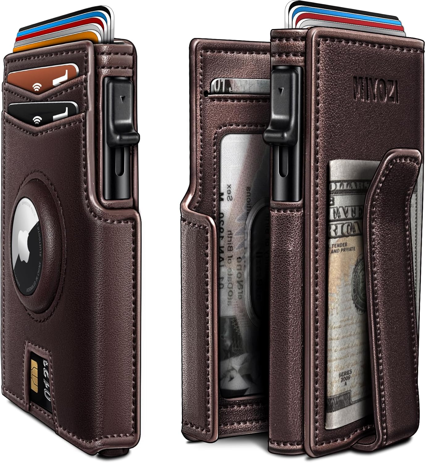 Airtag Pockets for Males,with Cash Clip 10 Playing cards Steel Case Subtle Thin Pop Up Credit score Card Holder Turn with Magnetic Closure RFID Blockading pockets with Reward Field